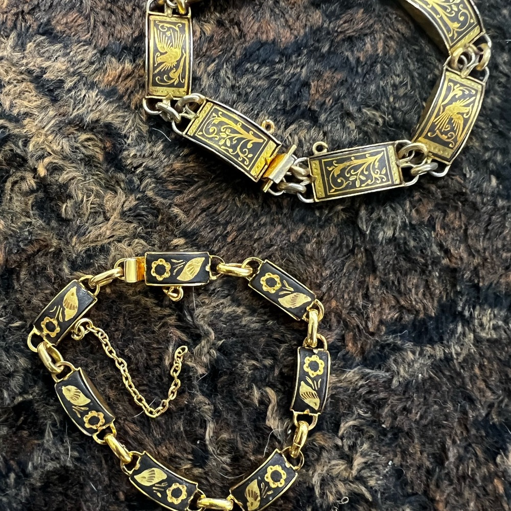 3 piece Damascene set. Clip on earrings Bracelets clasp is tight on both. as is - Picture 4 of 9